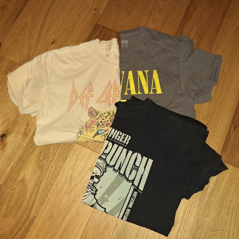 Band Tee Lot - Nirvana, Def Leppard, 5FDP